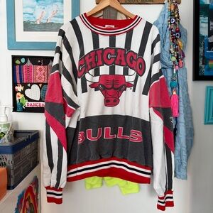 VINTAGE 1980s Chicago Bulls striped long sleeve sweatshirt by nutmeg mills XL